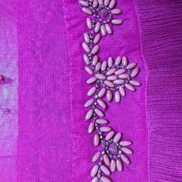 Free People Fuchsia Embellished Sheer Mesh Top Size M Rayon - Picture 11 of 15
